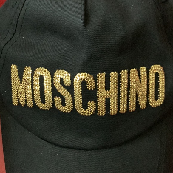 Moschino Kid Black Cotton Sequins Logo Cap - Picture 3 of 7